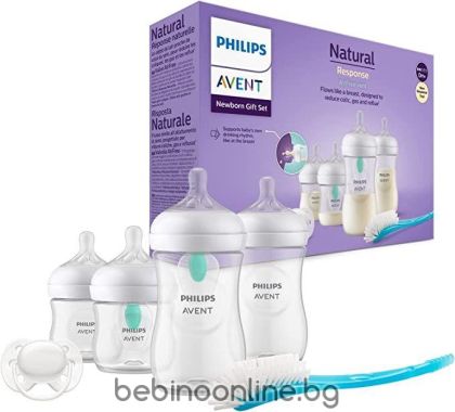 Philips Avent  Natural Response AirFree К-кт за новородено с 4 шишета за хранене и биберони, залъгалка Ultra Soft и четка за почистване