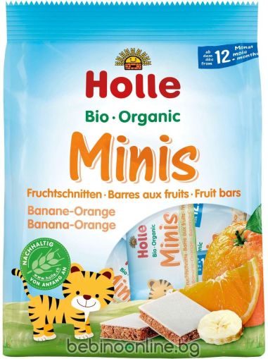 HOLLE MINIS Био плодов десерт Банан и Портокал (12+м.) 8 бр. 5937