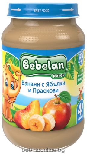 BEBELAN PUREE Банани, Ябълки и Праскови 4+ мес. 190 г