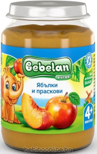 BEBELAN PUREE Ябълки и Праскови  4+ мес.190г