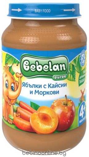 BEBELAN PUREE Ябълки, Кайсии и Моркови  4+ м.190г