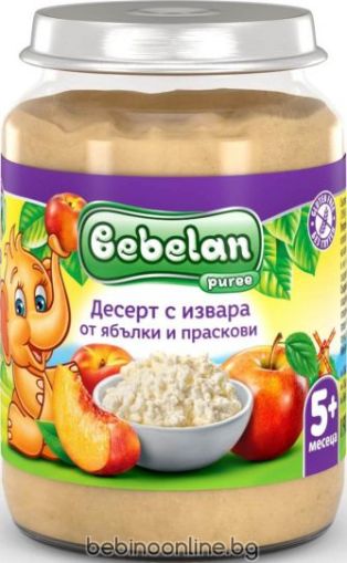 BEBELAN PUREE Десерт с извара ябълки и праскови 5+мес. 190 г