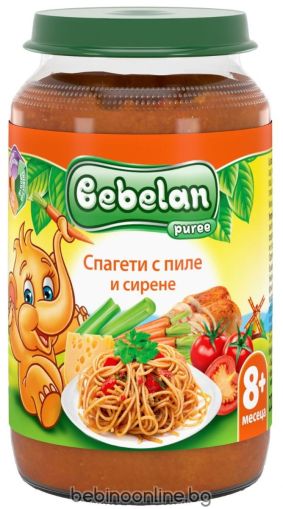 BEBELAN  Ястие - Спагети с пиле и сирена 8+ мес. 220 г