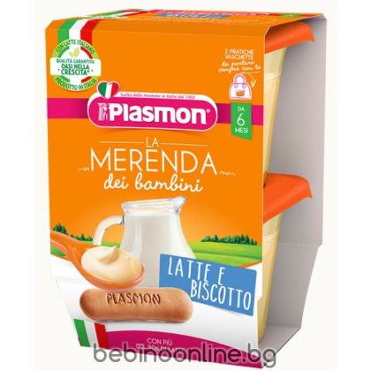 PLASMON Млечен десерт с бишкоти 6М+ 120 гр 2 бр №9084