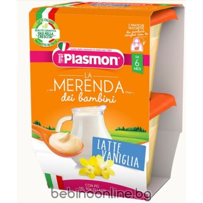 PLASMON  Млечен десерт ванилия 6М+ 120 гр 2 бр.№9077