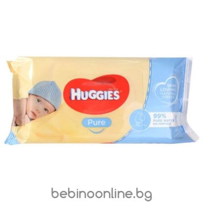  HUGGIES влажни кърпи Natural Care  PURE 56 броя