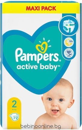 PAMPERS ACTIVE BABY  2 (4-8 кг)  ПЕЛЕНИ 72 бр. (VPP)