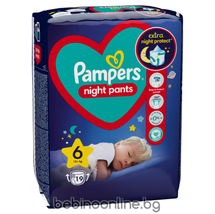 PAMPERS NIGHT ГАЩИЧКИ 6 (15+ кг)  19 бр