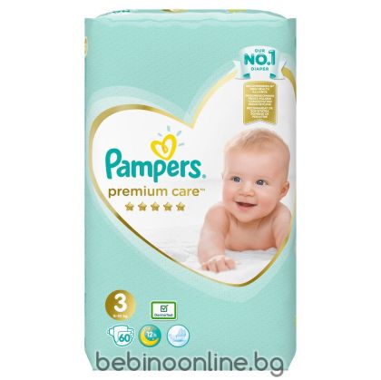 PAMPERS PREMIUM CARE Пелени  3 Midi  (4-9кг) 60 бр