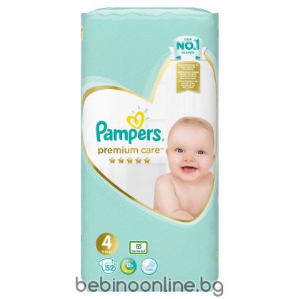 PAMPERS PREMIUM CARE Пелени  4 Maxi (9-14 кг) 52 бр