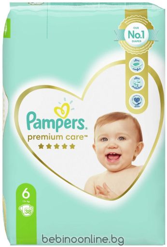 PAMPERS PREMIUM CARE Пелени 6 XL (15+ кг) 38 бр