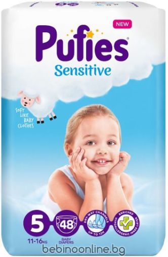 PUFIES SENSITIVE  ПЕЛЕНИ 5-Junior (11-16 кг) Пелени 48 бр./пак. 