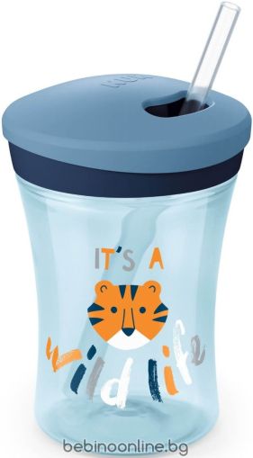  NUK EVOLUTION ACTION CUP Чаша 230 мл със сламка 12+ мес Синя 255.388