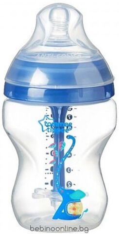  TOMMEE TIPPEE ANTI-COLIC ADVANCE РР Шише 260 мл Син декор.  0029