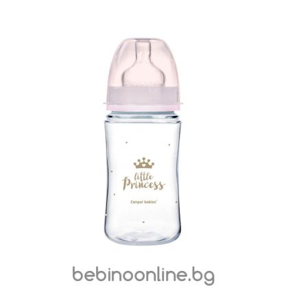 CANPOL Шише с широко гърло 240 мл. АНТИКОЛИК EASY START ROYAL BABY РОЗОВО 35/234 