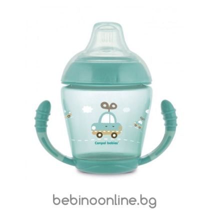 CANPOL Нетечаща чаша с дръжки 230 мл 9+м TOYS ТЮРКОАЗ ,розова 56/502