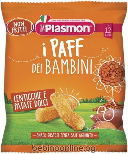 PLASMON PAFF Хрупанки с Леща и сладки картофи12+ мес. 15 г