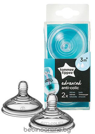  Tommee Tippee Биберони Anti-Colic Plus Medium 2 капки 3м+   0007