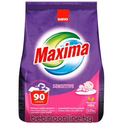 SANO  Maxima Bio Sensitive Прах за пране , 90 пранета, 3,25 kg