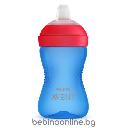 Philips AVENT Неразливаща се чаша с мек накрайник, 300мл, 9м+, синя 0526.001