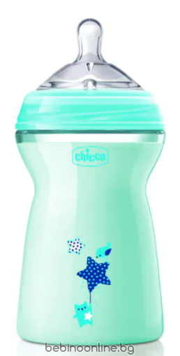 CHICCO Шише Natural Feeling РР,6м+, 330 мл, момче N0245