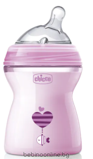 CHICCO Шише Natural Feeling РР,2м+, 250 мл, момиче N0242