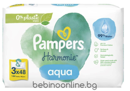 PAMPERS Aqua Harmonie Baby Wipes Бебешки мокри кърпички с капак 3 х 48 бр Комплект