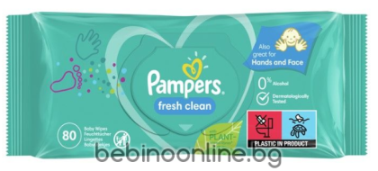 PAMPERS  Fresh Clean Baby Scent Бебешки мокри кърпички XXL 80 бр