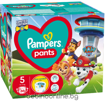 PAMPERS ACTIVE BABY гащички 5 Paw Patrol 12-17 кг 66 бр КАШОН