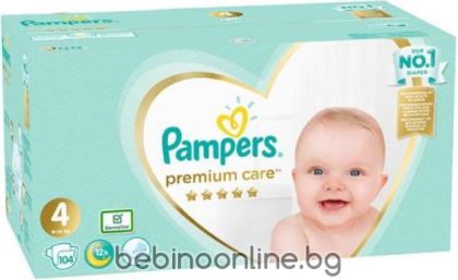 PAMPERS PREMIUM CARE  ПЕЛЕНИ 4 (9-14 кг) 104 бр. КАШОН