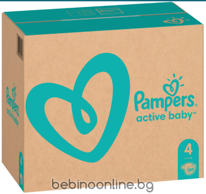 PAMPERS ПЕЛЕНИ Active Baby Размер 4  (9-15) Maxi 180 бр КАШОН