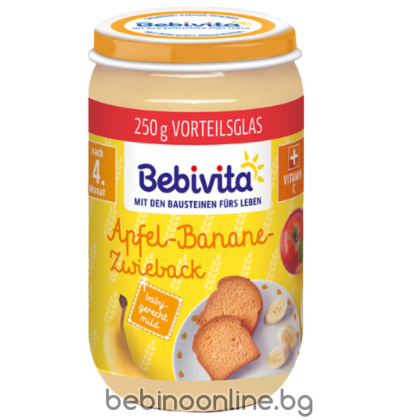 BEBIVITA пълнозър.закуска Ябълка, банан, сухар 250г.14004