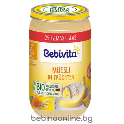 BEBIVITA  Плодове с мюсли 6м. 250г.14007