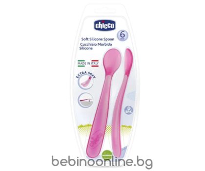 CHICCO мека лъжичка силикон 6М+ х2 бр за МОМИЧЕ N0415