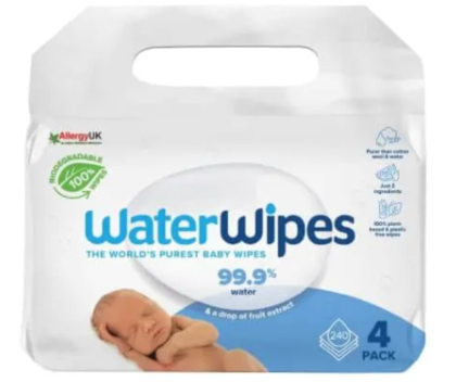 WATER WIPES  Бебешки мокри кърпи, 4 по 60 бр.