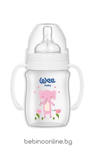 WEE BABY Safary PP Шише за хранене с дръжки 150 ml.№483