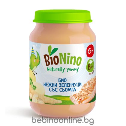 BIO NINO Био пюре Зеленчуци със сьомга 6м+ 190г