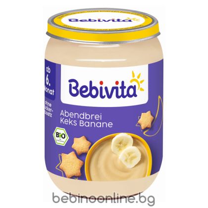 BEBIVITA БИО Млечна каша "Лека нощ" грис с банани и бисквити 190г.14600