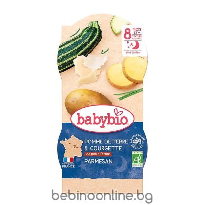BABYBIO Меню ЛЕКА НОЩ Тиквички,Картофи,Пармезан 8+м. 2х200г