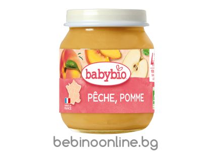 BABYBIO БИО   плодово пюре с праскови и ябълки 130 г