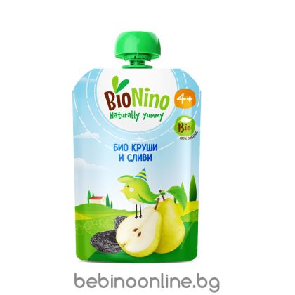 BioNino   БИО Плодова Закуска Круша и Слива 4м+ ПАУЧ 90гр.