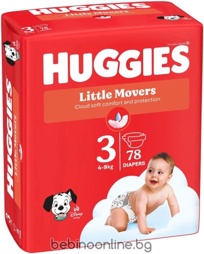 HUGGIES LITTLE MOVERS  Еднократни пелени 3-ка (4-9 кг)78 бр/пак