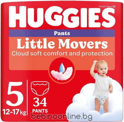 HUGGIES LITTLE MOVERS  Еднократни  ГАЩИ  5-ца(12-17 кг)Disney 34 бр./пак.