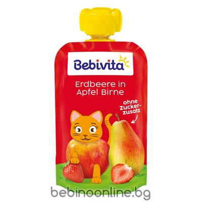 BEBIVITA Плодов пауч ягода, ябълка и круша 12М+ 90 гр. 19065