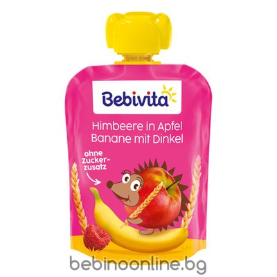 BEBIVITA ПЛОДОВА ЗАКУСКА ПАУЧ ябълка ,банан малина  90г. 19107