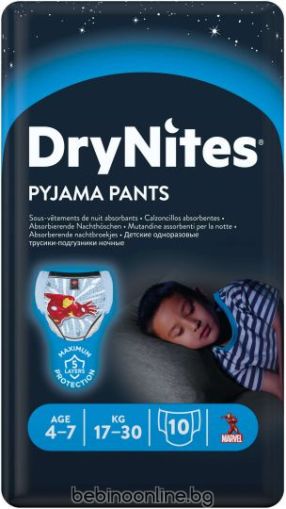  HUGGIES DRYNITES Еднокр. ГАЩИ 4-7 год.(17-30 кг) МОМЧЕ 10 бр.
