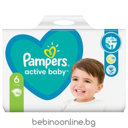 PAMPERS ACTIVE BABY  пелени  размер 6 (13-18кг.)– 96 броя