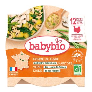 BABYBIO БИО Меню Пуешко, Картофи и Зелен фасул 12+ м. 230 г