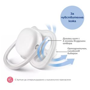 PHILIPS AVENT  Ultra Air Happy ортодонтични залъгалки 0-6м с декорация Ябълка и Круша 2 бр.0519.01