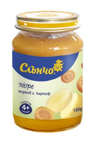 СЛЪНЧО зеленчуково пюре Морков и картоф 190г.